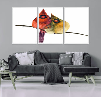 67752-MGV-CV-36X24-Cardinal Couple Wall Art – Male and Female Cardinal Canvas Print, Romantic Bird Artwork for Nature Lovers, Living Room, Bedroom,