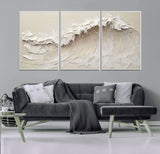 45175-MGV-CV-36X24-Textured Wave Wall Art Canvas Print, Framed Minimal Seascape Art Picture Print, Elegant Wave Perfect Modern Coastal Decor Artwork