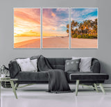 41542880-MGV-CV-36X24-Tropical Beach Wall Art Canvas Print, Framed Palm Trees Art Picture Print, Sunset Shore Perfect Tropical Coastal Decor Artwork
