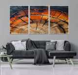 65909987-MGV-CV-36X24-Rustic Tree Ring Wall Art – Nature Inspired Wooden Texture Canvas Print, Modern Abstract Artwork for Living Room, Bedroom, Office