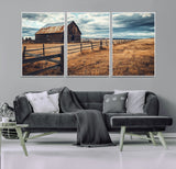 69356982-MGV-CV-36X24-Old Barn Wall Art Canvas Print, Framed Rustic Fence Art Picture Print, Wooden Farmhouse Perfect Rustic Farmhouse Decor Artwork