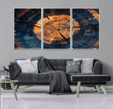 18975622-MGV-CV-36X24-Burnt Wood Wall Art Canvas Print, Framed Aged Timber Art Picture Print, Rustic Tree Slice Perfect Rustic Decor Artwork for Home,