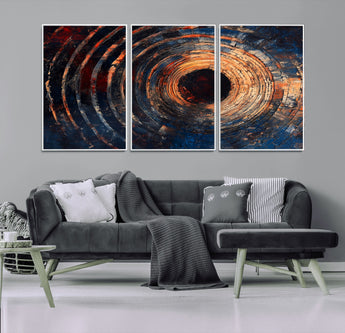 10017879-MGV-FC-60X30-3P_White-Wood Tree Ring Wall Art Canvas Print, Framed Natural Wood Art Picture Print, Rustic Tree Slice Perfect Rustic Decor Artwork