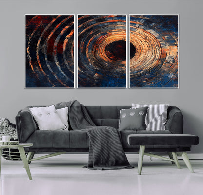 10017879-MGV-FC-60X30-3P_White-Wood Tree Ring Wall Art Canvas Print, Framed Natural Wood Art Picture Print, Rustic Tree Slice Perfect Rustic Decor Artwork