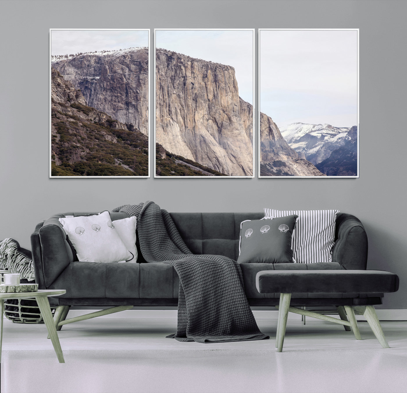74506434-MGV-FC-60X30-3P_White-El Capitan Wall Art Canvas Print, Framed Yosemite Cliff Art Picture Print, Sierra Nevada Perfect Sierra Minimalism Decor Artwork