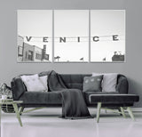 68254589-MGV-FC-60X30-3P_White-Venice Sign Wall Art Canvas Print, Framed Venice Letters Art Picture Print, Los Angeles Perfect Minimalist Urban Decor Artwork