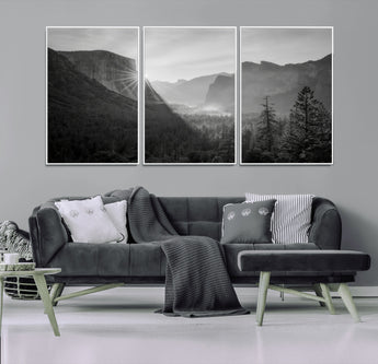 39278955-MGV-CV-36X24-Yosemite Valley Wall Art Canvas Print, Framed El Capitan Art Picture Print, Misty Mountain Perfect Modern Rustic Decor Artwork