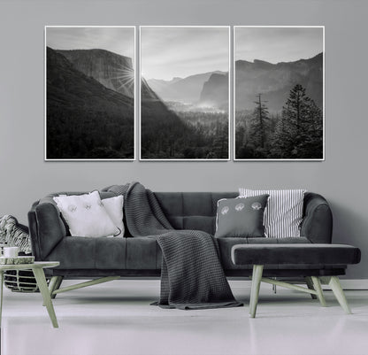 39278955-MGV-CV-36X24-Yosemite Valley Wall Art Canvas Print, Framed El Capitan Art Picture Print, Misty Mountain Perfect Modern Rustic Decor Artwork