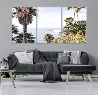 51404565-MGV-CV-36X24-Palm Trees Wall Art Canvas Print, Framed Ocean Breeze Art Picture Print, Coastal View Perfect Tropical Coastal Decor Artwork