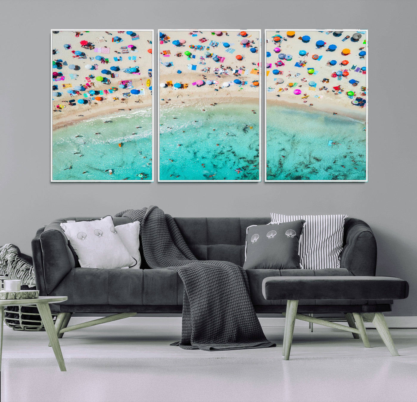 76172085-MGV-FC-60X30-3P_White-Tropical Shoreline Wall Art Canvas Print, Framed Beach Relaxing Art Picture Print, Aerial Summer Perfect Coastal Vibrant Decor