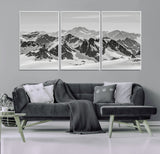 32399691-MGV-CV-36X24-Snowy Mountain Wall Art Canvas Print, Framed Mountain Peaks Art Picture Print, Alpine Mountains Perfect Minimalist Alpine Decor