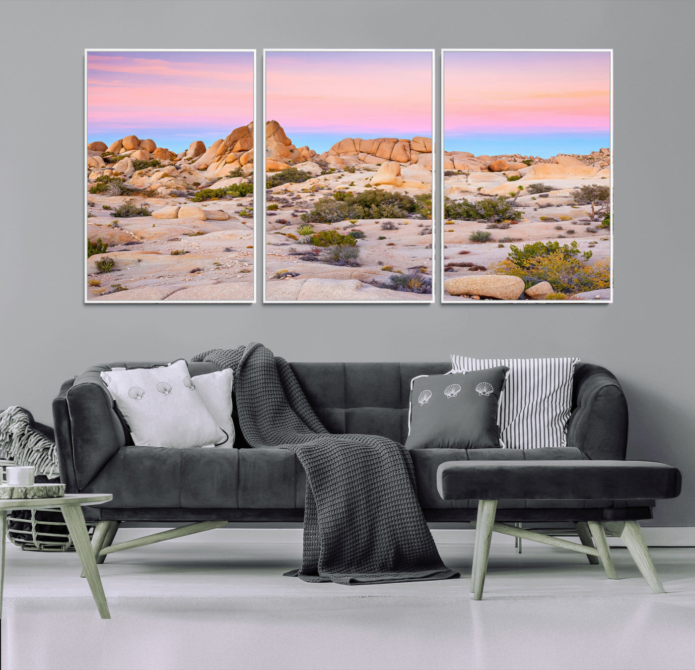 96167137-MGV-CV-36X24-Vibrant Sunset Sky Wall Art Canvas Print, Framed Joshua Tree Art Picture Print, Rugged Terrain Perfect Southwestern Boho Decor