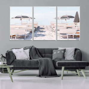 67623952-MGV-FC-60X30-3P_White-Minimalist Beach Wall Art Canvas Print, Framed Pastel Sand Art Picture Print, Beach Aesthetic Perfect Coastal Minimalist Decor