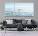 32624554-MGV-FC-60X30-3P_White-Swimming Relaxation Wall Art Canvas Print, Framed Peaceful Water Art Picture Print, Clear Sea Perfect Minimalist Aquatic Decor