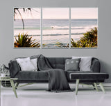 23287092-MGV-CV-36X24-Ocean Surfer Wall Art Canvas Print, Framed Coastal Surf Art Picture Print, Tropical Beach Perfect Tropical Coastal Decor Artwork