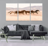 83644685-MGV-FC-60X30-3P_White-Wild Horse Art Wall Art Canvas Print, Framed Rustic Western Art Picture Print, Desert Horse Scene Perfect Rustic Western Decor