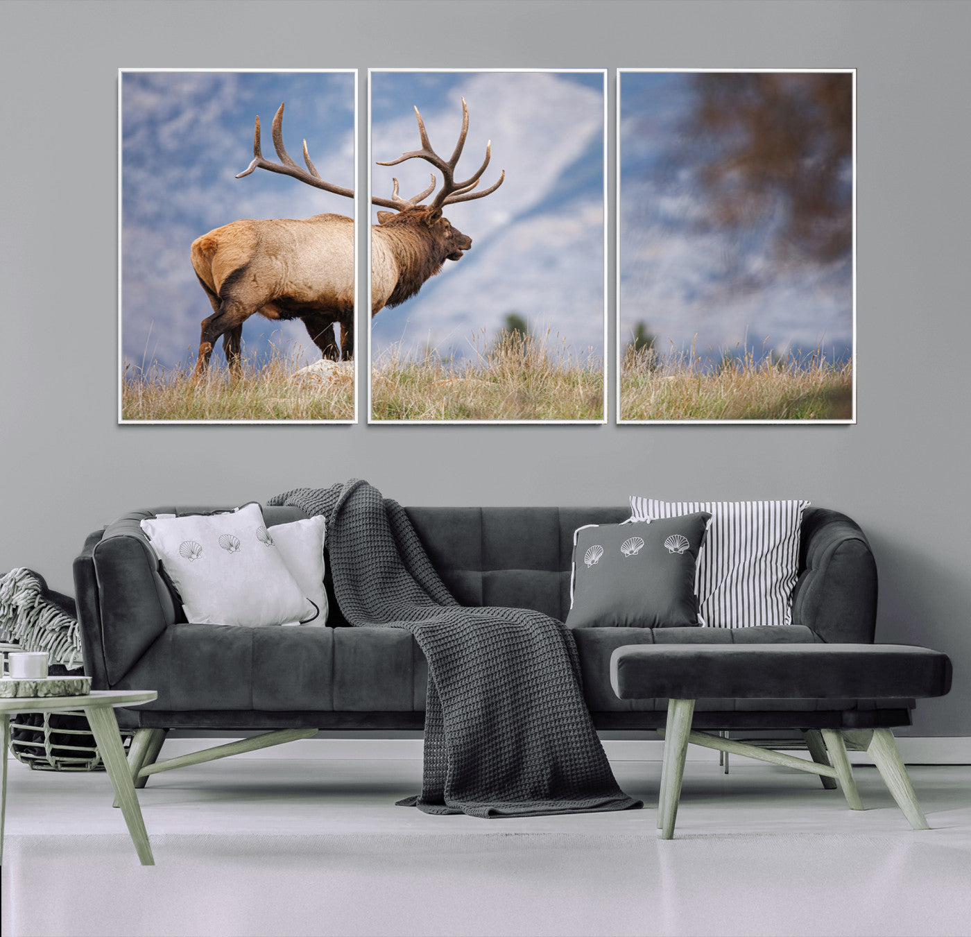 26365841-MGV-CV-36X24-Mountain Elk Art Wall Art Canvas Print, Framed Rustic Wildlife Print Art Picture Print, Lodge Style Decor Perfect Rustic Lodge