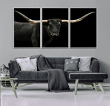 99448328-MGV-CV-36X24-Longhorn Cattle Wall Art Canvas Print, Framed Texas Ranch Art Picture Print, Western Cow Perfect Farmhouse Decor Artwork