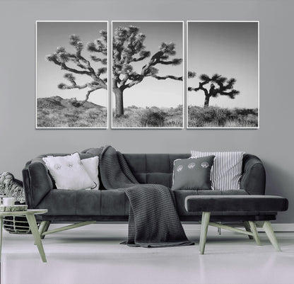 50975475-MGV-CV-36X24-Joshua Tree Art Wall Art Canvas Print, Framed Desert Tree Print Art Picture Print, Black White Nature Perfect Southwestern Boho