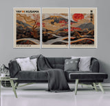 77970791-MGV-CV-36X24-Mount Fuji Golden Abstract Wall Art – Japanese Landscape Canvas Poster, Cherry Blossom & Red Sun Painting, Elegant Zen Oriental