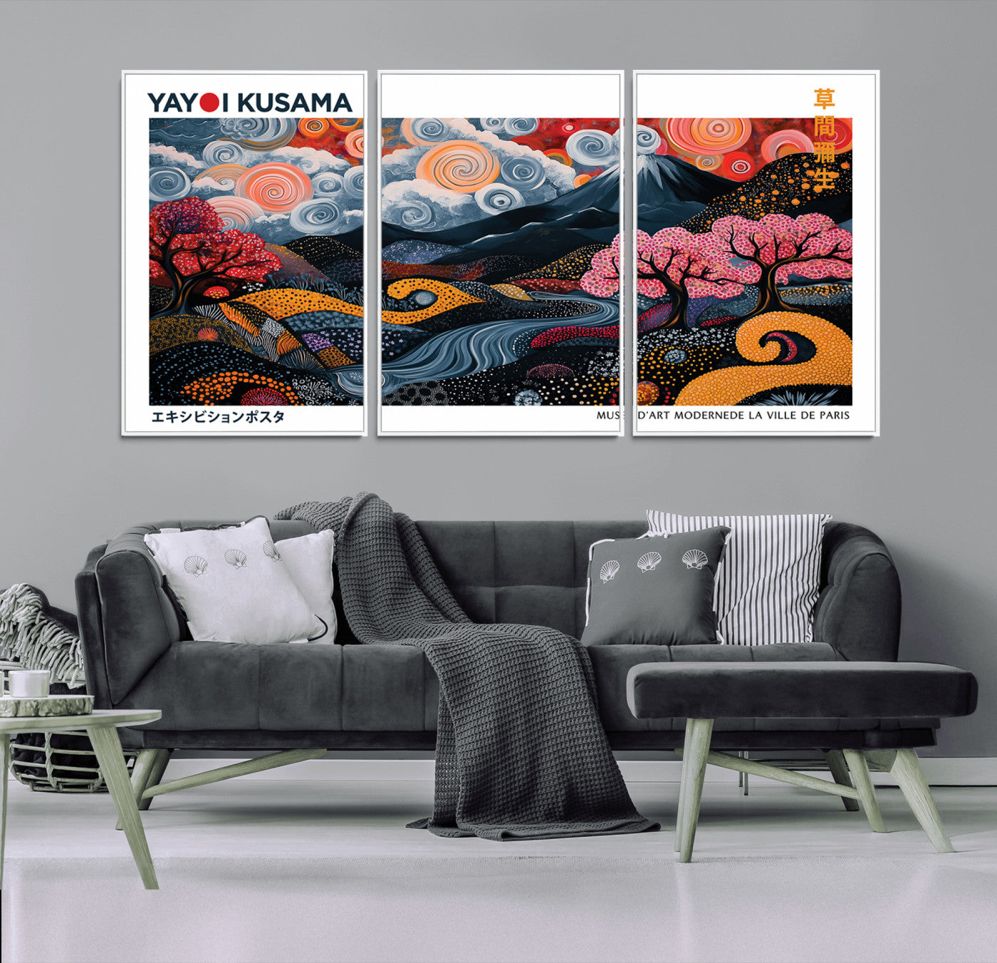 43879290-MGV-CV-36X24-Japanese Abstract Wall Art – Mount Fuji Cherry Blossom Canvas Print, Modern Asian Inspired Landscape Decor for Living Room,