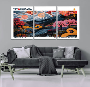 43879290-MGV-CV-36X24-Japanese Abstract Wall Art – Mount Fuji Cherry Blossom Canvas Print, Modern Asian Inspired Landscape Decor for Living Room,