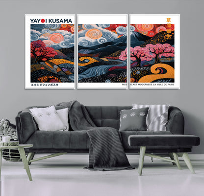 43879290-MGV-CV-36X24-Japanese Abstract Wall Art – Mount Fuji Cherry Blossom Canvas Print, Modern Asian Inspired Landscape Decor for Living Room,