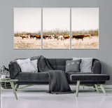 12454132-MGV-CV-36X24-Cow Herd Photography Wall Art Canvas Print, Framed Rustic Farmhouse Decor Art Picture Print, Western Ranch Style Perfect Rustic
