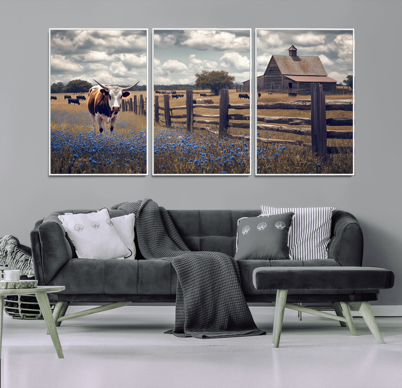 22296025-MGV-CV-36X24-Texas Longhorn Canvas Wall Art Canvas Print, Framed Rustic Barn Wall Art Art Picture Print, Farmhouse Cow Decor Perfect Rustic