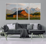 31771014-MGV-CV-36X24-Rustic Barn Wall Art Canvas Print, Framed Western Landscape Art Picture Print, Farmhouse Style Perfect Rustic Farmhouse Decor