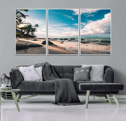 95301406-MGV-CV-36X24-Tropical Beach Wall Art Canvas Print, Framed Ocean Waves Art Picture Print, Relazxing Seascape Perfect Tropical Coastal Decor