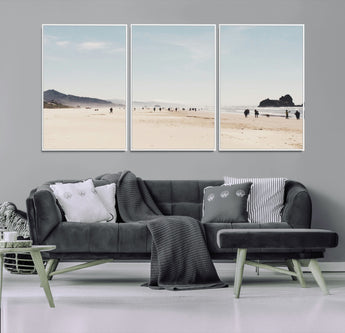 28307820-MGV-CV-36X24-Minimalist Beach Wall Art Canvas Print, Framed Coastal Serenity Art Picture Print, Soft Sand Perfect Modern Coastal Decor Artwork
