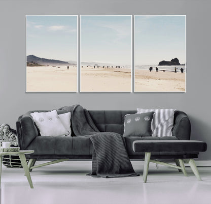 28307820-MGV-CV-36X24-Minimalist Beach Wall Art Canvas Print, Framed Coastal Serenity Art Picture Print, Soft Sand Perfect Modern Coastal Decor Artwork