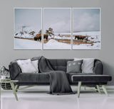 60308289-MGV-CV-36X24-Bison Wildlife Wall Art Canvas Print, Framed Snowy Prairie Art Picture Print, Western Landscape Perfect Rustic Winter Decor