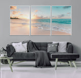 94538225-MGV-CV-36X24-Beach Sunset Wall Art Canvas Print, Framed Ocean Waves Art Picture Print, Summer Escape Perfect Coastal Serenity Decor Artwork