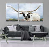 63592811-MGV-CV-36X24-Texas Longhorn Wall Art Canvas Print, Framed Western Rustic Art Picture Print, Farmhouse Decor Perfect Rustic Farmhouse Decor