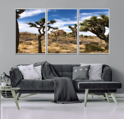 25722592-MGV-CV-36X24-Joshua Tree Desert Wall Art Canvas Print, Framed Southwestern Nature Art Picture Print, Rustic Earth Tones Perfect Southwestern