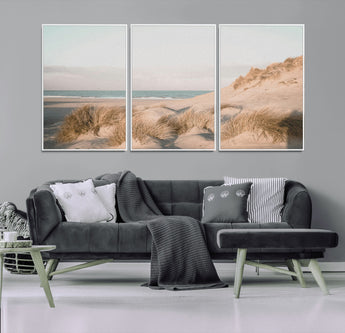 28064037-MGV-CV-36X24-Minimalist Seascape Wall Art Canvas Print, Framed Neutral Beach Print Art Picture Print, Sand Dune Photography Perfect
