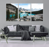 98014896-MGV-CV-36X24-Canadian Rockies Wall Art Canvas Print, Framed Mountain Landscape Art Picture Print, Turquoise Water Perfect Scandinavian