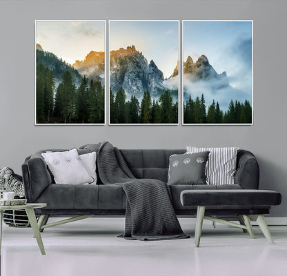 21145440-MGV-CV-36X24-Wilderness Wall Art Wall Art Canvas Print, Framed Nature Landscape Decor Art Picture Print, Misty Forest Photography Perfect