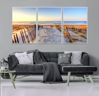 73351887-MGV-CV-36X24-Ocean Sunset Wall Art Wall Art Canvas Print, Framed Nautical Photography Art Picture Print, Summer Beach House Decor Perfect