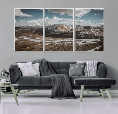 44565953-MGV-CV-36X24-Mountain Landscape Wall Art Canvas Print, Framed Snowy Peaks Art Picture Print, Rugged Highlands Perfect Rustic Adventure Decor