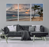 62574547-MGV-CV-36X24-Tropical Storm Wall Art Canvas Print, Framed Moody Beach Art Picture Print, Dramatic Sky Perfect Tropical Coastal Decor Artwork