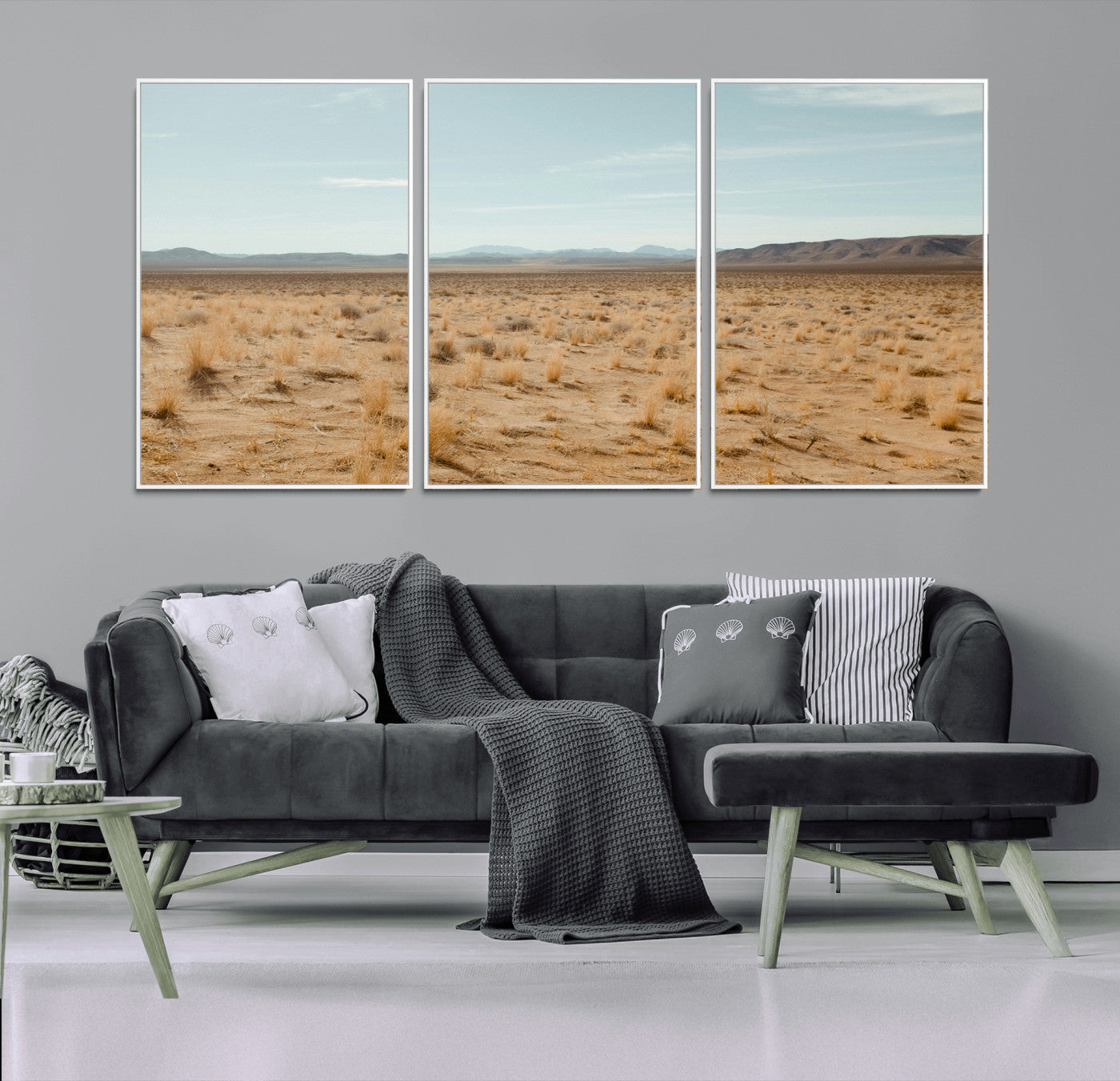 55918919-MGV-CV-36X24-Desert Landscape Wall Art – Golden Grass Plains and Mountain Horizon Canvas Print, Southwest Nature Photography Decor for Living