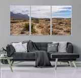 21606563-MGV-FC-60X30-3P_White-Desert Mountain Wall Art – Southwest Landscape Photography Canvas Print, Rustic Nature Artwork Scenic Western Decor for Living