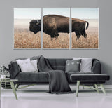 69909079-MGV-CV-36X24-Bison Wall Art – Majestic Buffalo Canvas Print in Prairie Grasslands, Rustic Western Animal Painting, Farmhouse Ranch Decor for