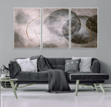 20066876-MGV-CV-36X24-Neutral Abstract Circle Wall Art – Modern Gray Beige Gold Canvas Print, Minimalist Geometric Painting for Bedroom, Living Room,