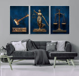 91629053-MGV-CV-36X24-Lady Justice Wall Art – Golden Gavel and Scales Canvas Print, Elegant Legal Office Decor for Lawyers, Judges, Courtroom or Study