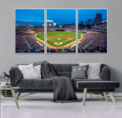 77273035-MGV-CV-36X24-Baseball Stadium Wall Art – Panoramic Evening Game Canvas Print, Sports Fan Decor for Man Cave, Office, Bar, or Living Room