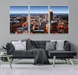 25096967-MGV-CV-36X24-Atlanta Skyline Wall Art – Vibrant Cityscape Canvas Print, Modern Night Lights Urban Decor for Office, Living Room, or Apartment
